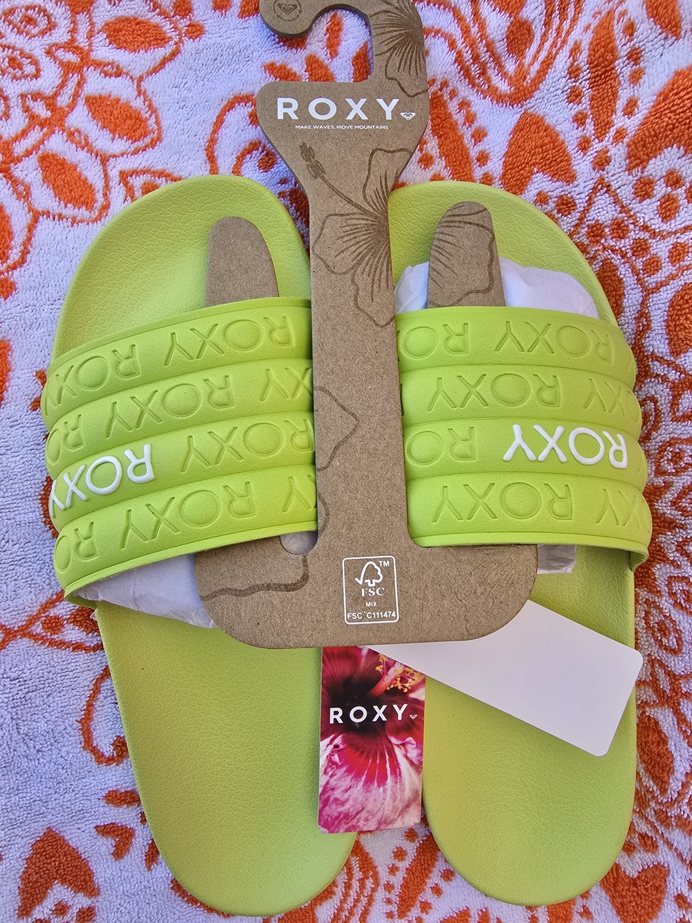 Roxy Water- Friendly Slide Sandals In Lime Green! NWT! - Picture 2 of 6